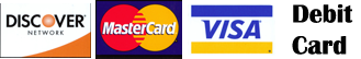 Discover, Master Card, Visa, Debit